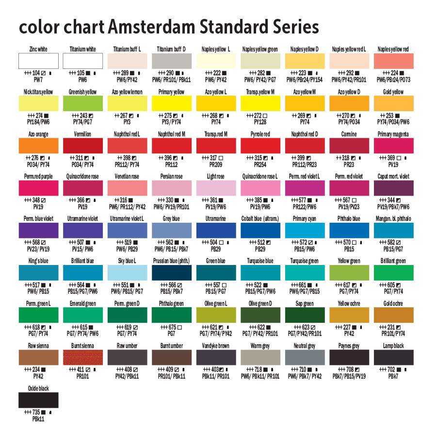 cartella colori Talens acrilico Amsterdam 