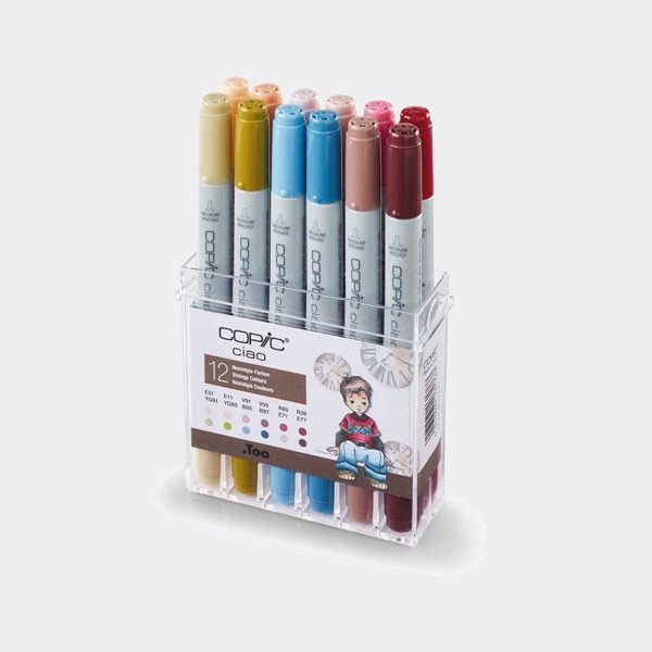 Pennarelli COPIC ricaricabile Ciao 12 Colori Vintage Pellegrini Brera Milano