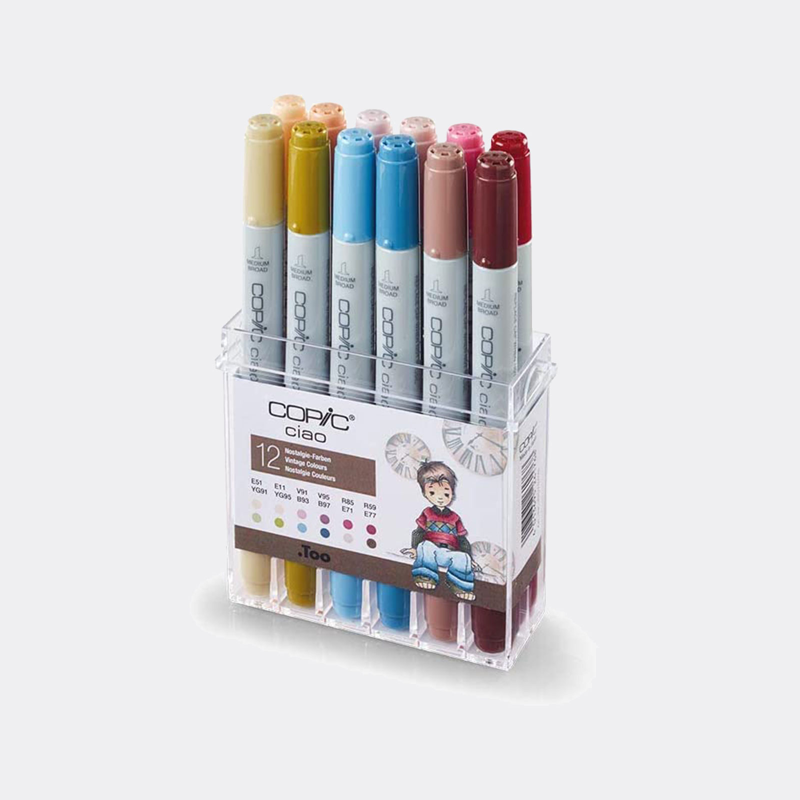 Pennarelli COPIC ricaricabile Ciao 12 Colori Vintage Pellegrini Brera Milano