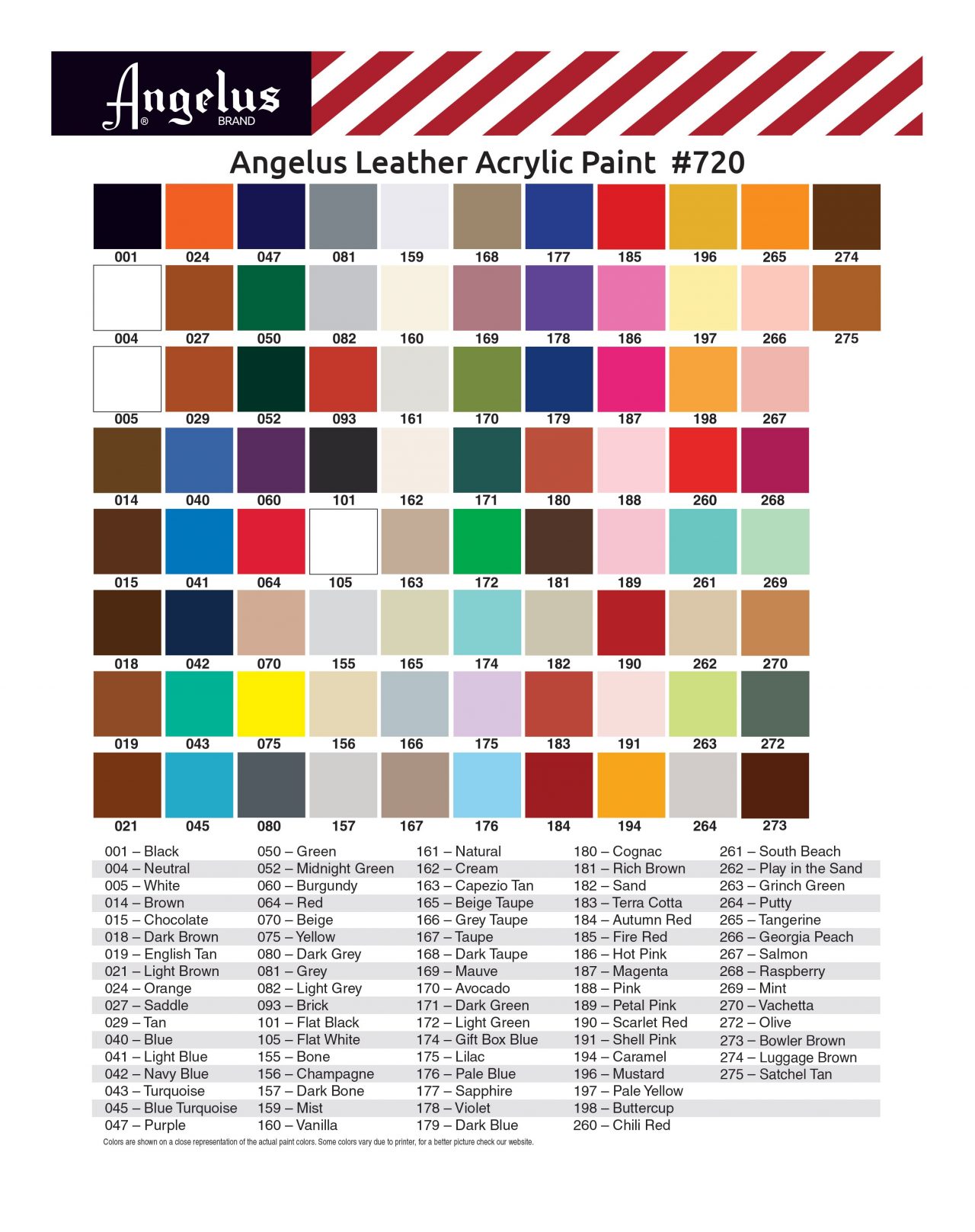 angelus paint colors