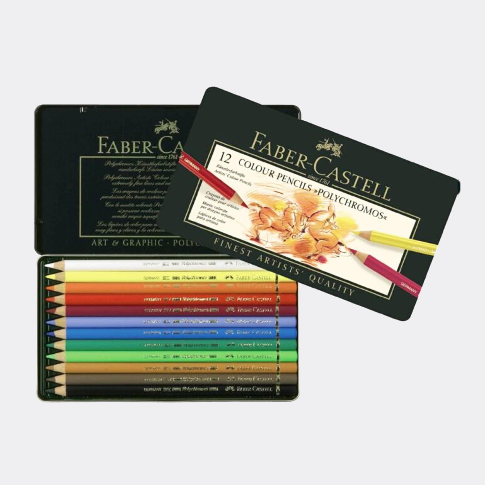 Astuccio metallo 12 matite colorate Sfumabili permanenti Faber-Castell  Polychromos - Pellegrini Brera - La Bottega d'Arte di Milano