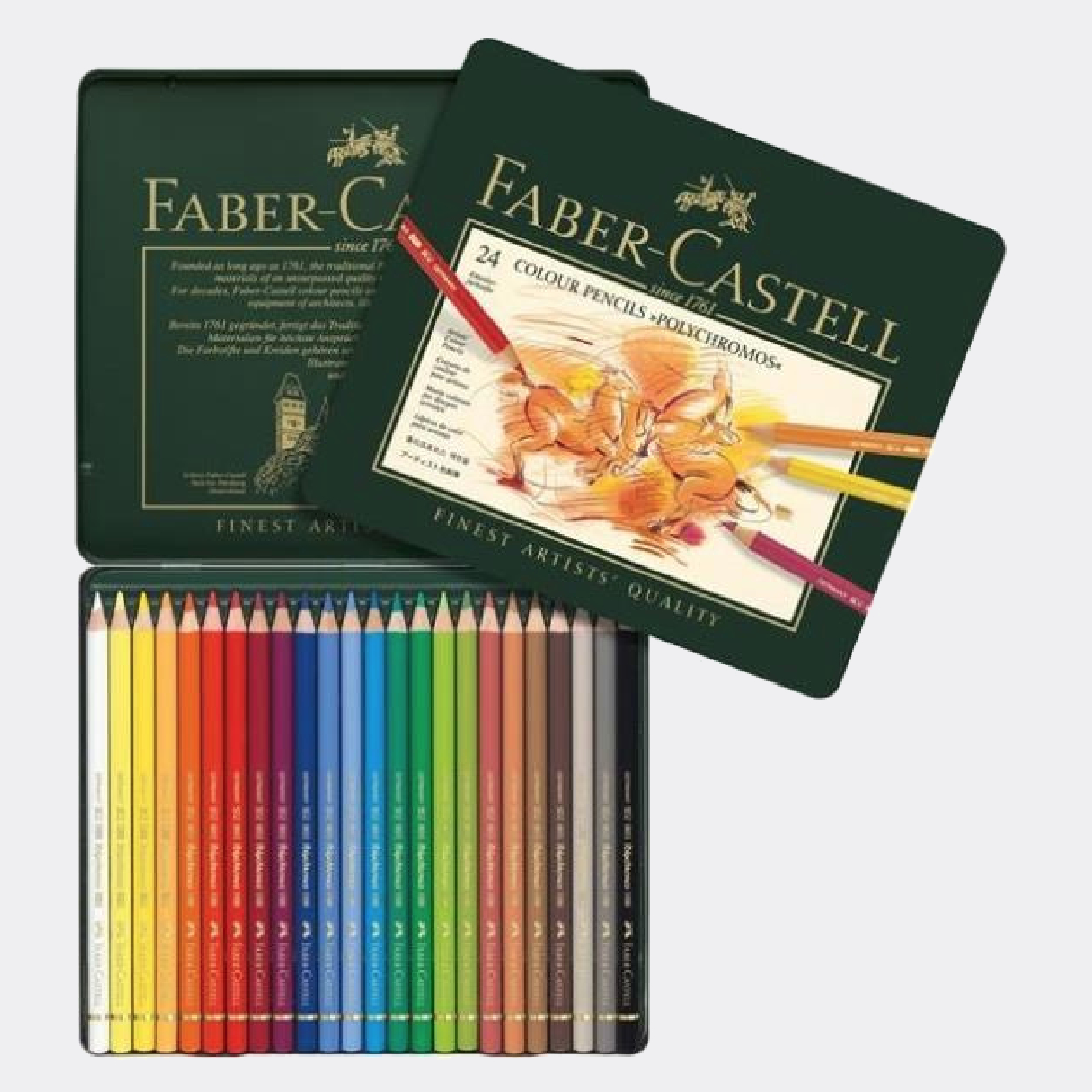 Astuccio metallo 24 matite colorate Sfumabili permanenti Faber-Castell  Polychromos - Pellegrini Brera - La Bottega d'Arte di Milano