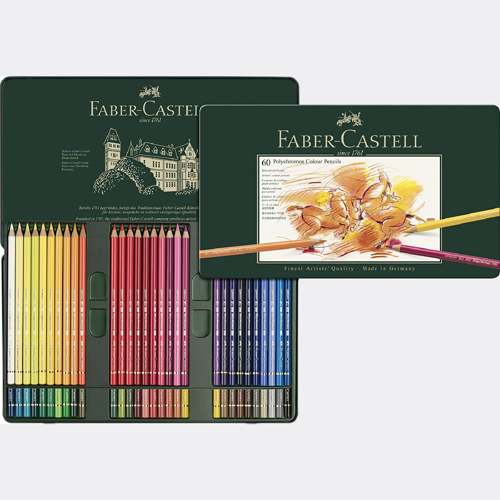 Astuccio metallo 60 matite colorate Sfumabili permanenti Faber