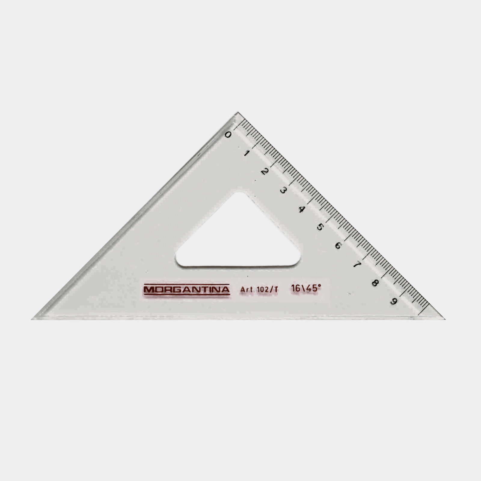 MINERVA Squadra 45° 16 Cm Trasparente, Bordo Dritto, Ipotenusa 23 Cm, Fabbricata In Francia